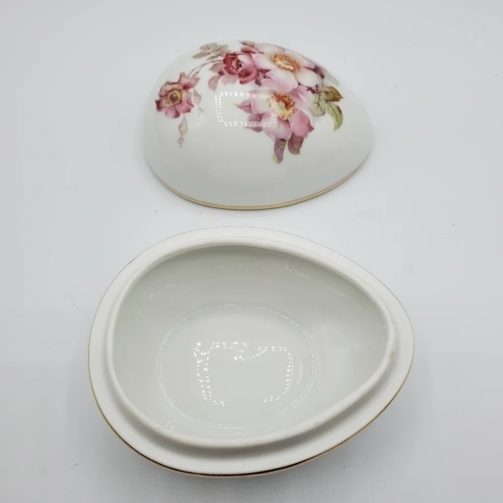 Gerold Porzellan Floral Egg Trinket Box Porcelain Vintage West Germany